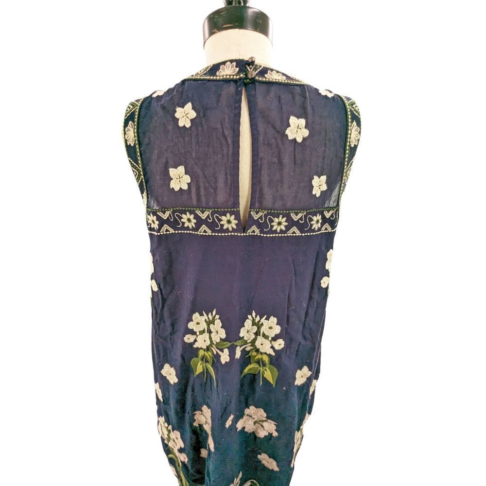 Maeve Women Sleeveless Floral Print Embroidered Swing Dress Blue Size 10